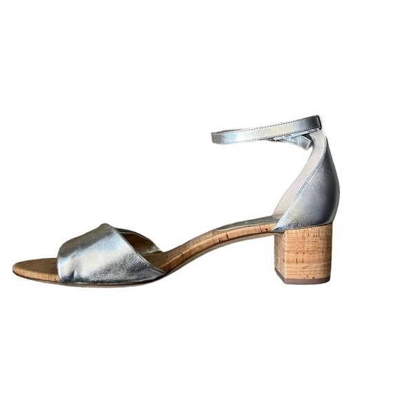 Diane Von Furstenberg FLORENCE METALLIC NAPPA LEATHER SANDALS IN SILVER Size 11 - Picture 2 of 12